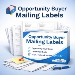Opportunity buyer mailing labels for MLM, network marketing and make money online direct mail prospecting